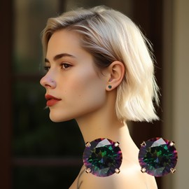 5mm 5A Stunning Rainbow Surgical 316L Stainless Steel for Women Wife Earrings Stud Jewelry for Women Hypoallergenic Tragus Cartilage Sleeper…