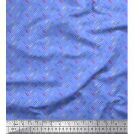 Soimoi Blue Velvet Fabric Paper Clip Shirting Print Fabric by The Yard 58 Inch Wide