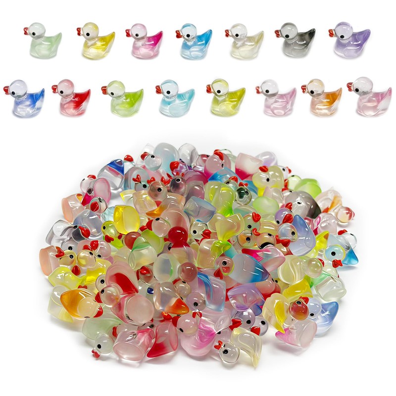 120PCS 15 Colors Resin Gradient Ducks, Mini Duck Figurines DIY