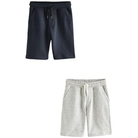 NEXT Basic Jersey Shorts Pack of 2, Navy/Charcoal