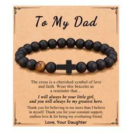 ORISPRE Christmas Stocking Stuffers Gifts for Dad from Daughter Best Dad Ever Gifts Valentines Birthday for Dad Daddy Father of the Bride Cross Bracelet for Men