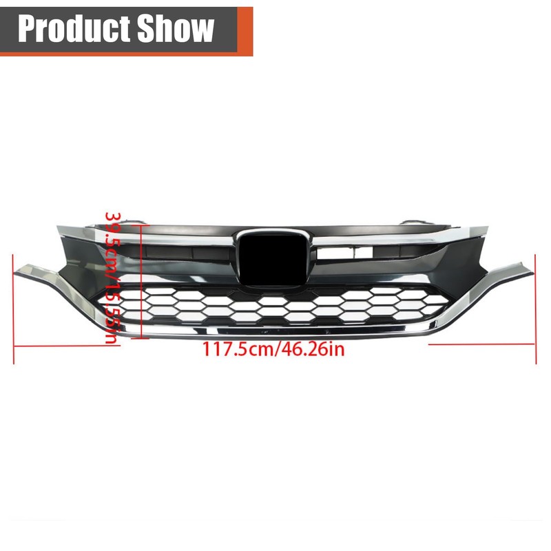 labwork Glossy Black with Chrome Front Upper Bumper Hood Grille