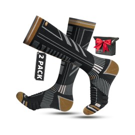 Merino Wool Compression Ski Socks for Men Women, Winter Snowboarding Thermal Socks, Knee High Socks, Size 3-16, (2 Pack)