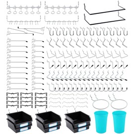 FRIMOONY FRIMOONY Pegboard Hooks, with Bins, Peg Locks, for Organizing Various Tools, 204 PCS, 80 of Which are Locks