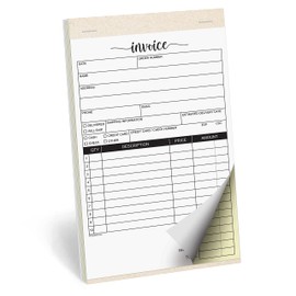 321Done Invoice Book with Cover, 5.5x8.5 Small 2-Part Carbonless, Made in USA, Carbon Copy Order Form Purchase Sales Receipt Booklet, Cute for Craft Business (50 Sets) White/Yellow