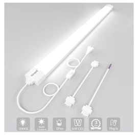 Utility LED Shop Light fixture with Plug, Airand 36W 3600lm Bright White LED Tube Light Ceiling Light for Kitchen, Bedroom, Bathroom, Corded Electric with ON/Off Switch, Linkable, Waterproof IP66, 4FT