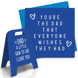 Fathers Day Card With Thoughtful Desktop Sign Father's Day Cards For Dad Step Dad Daddy From Daughter From Son With Blue Envelope