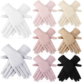 Leumoi 8 Pairs Women UV Gloves Sun Protection Women's Driving Cycling Touchscreen Sunblock Gloves(Multicolor,Simple)