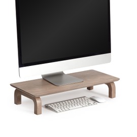 Anji Mountain Wood Monitor Stand Riser Desk Desktop Organizer Table For Home, Office Workspace, Laptop Riser, Ergonomic Design Stand for Gaming Setup , Biscotti