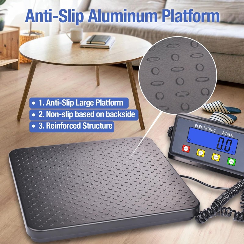Surmountway Industrial Shipping Scale 660lbs with Anti-Slip Aluminium Platform, 11.8"
