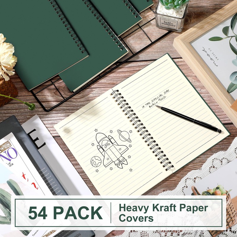 Yahenda 54 Pcs Spiral Notebook Bulk A5 Journal Lined 8.3''