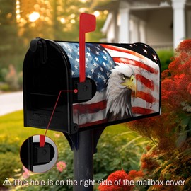 Dacawin Magnetic Mailbox Covers Standard Size 21x18 Inches American Eagle Flag Waterproof Mailbox Post Magnet Wraps Patriotic Labor Day Letter Box Covers for Home Garden Yard Decor