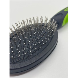 Pro Plus Grooming Brushes for Dogs, Stainless Steel Pin Brush with Safety Tips, Lightweight with Non-Slip Rubber Grip for Added Comfort and Control, Removes Loose Hair, Dirt and Debris for a Healthy Shiny Coat, Ideal All Purpose Brush (medium)