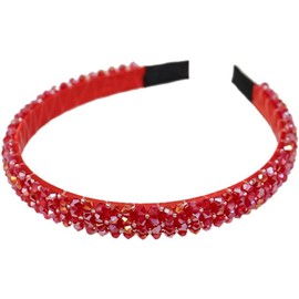 Fashion Sparkle 4 Rows Crystal Rhinestone Headbands Beaded Hair Hoop Band (Red, One size)