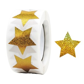 500 Sheets Glitter Star Stickers, Golden Star Stickers, Reward Stickers for Children, Suitable for DIY Greeting Cards, Manuals, Crafts, Daily and Decoration in Holiday Atmosphere