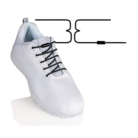 BETTER THREE Laces, elastic laces, round with aluminium twist closure, shoelaces without tying. Also suitable for children. 100 cm long, 3 mm - Black -