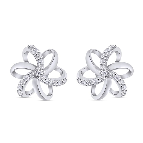 Aria Jewels Natural Diamond Accent Spiral Flower Stud Earrings in