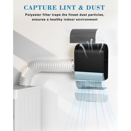 3-in-1 Indoor Dryer Vent - Polyester Screen Filter and Water Drawer System for Electric Clothes Dryers, Includes Dryer Vent Clamps-Black Color (Black)