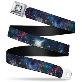 Buckle-Down Cinturón Starburst con hebilla para cinturón de seguridad, collage Galaxy, 24 a 38 pulgadas, Collage Galaxy Space, 1.5" Wide - Fits Pant Size 24-38