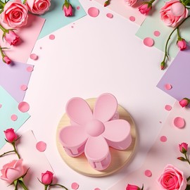 Pink Cute Hair Clip Hair Claw Clips Flower Shaped Plastic Jaw Clips Anti-scratch Smell-less Useful Hold Tightly Flower Claw Clip Hair Accessories