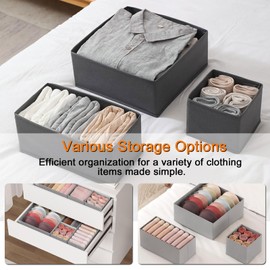 Drawer Organizer Clothes Set of 12 Grey - Dresser Organizer For Nursery, Bedroom, Closet - Perfect Baby Clothes Organizer and Storage & General Nursery Organization or Dresser Drawer Organizers