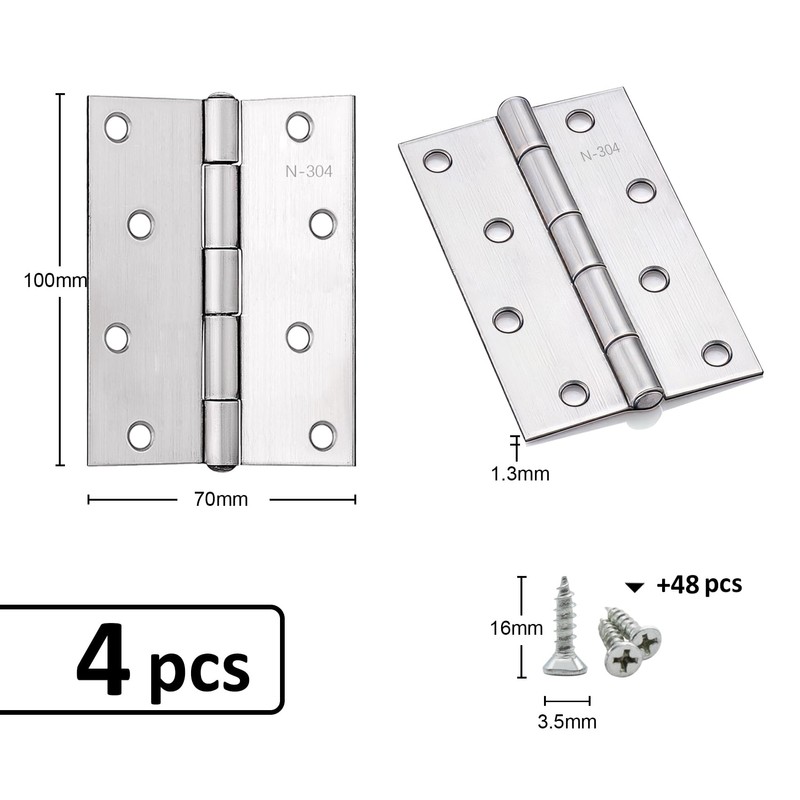 Pack of 4 Hinges Foldable 100 mm x 70 mm,