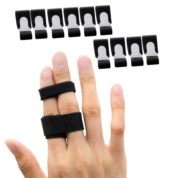 Sumifun Buddy Finger Wraps, Pack of 10 Finger Tapes for Broken, Sprained, Fractured Finger, Finger Straps for Jammed, Swollen, Dislocated Joint (Black)