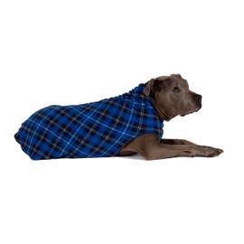 Gold Paw Stretch Fleece Dog Coat – Soft, Warm Dog Clothes, Stretchy Pet Sweater – Machine Washable, Eco Friendly – All Season – Sizes 2-33, Blue Plaid, Size 2