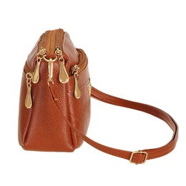 FULEI Brown Crossbody Bags for Women Small Soft PU Leather Ladies Handbags Shoulder Purse