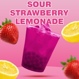 Slime Licker by BobaVida Strawberry Lemonade Sour Popping Boba Pearls| No Corn Syrup Fruit Boba Pearls | Popping Boba For Drinks & Desserts | Gluten-Free | Includes Straws | 3oz Each (10 Pouches)