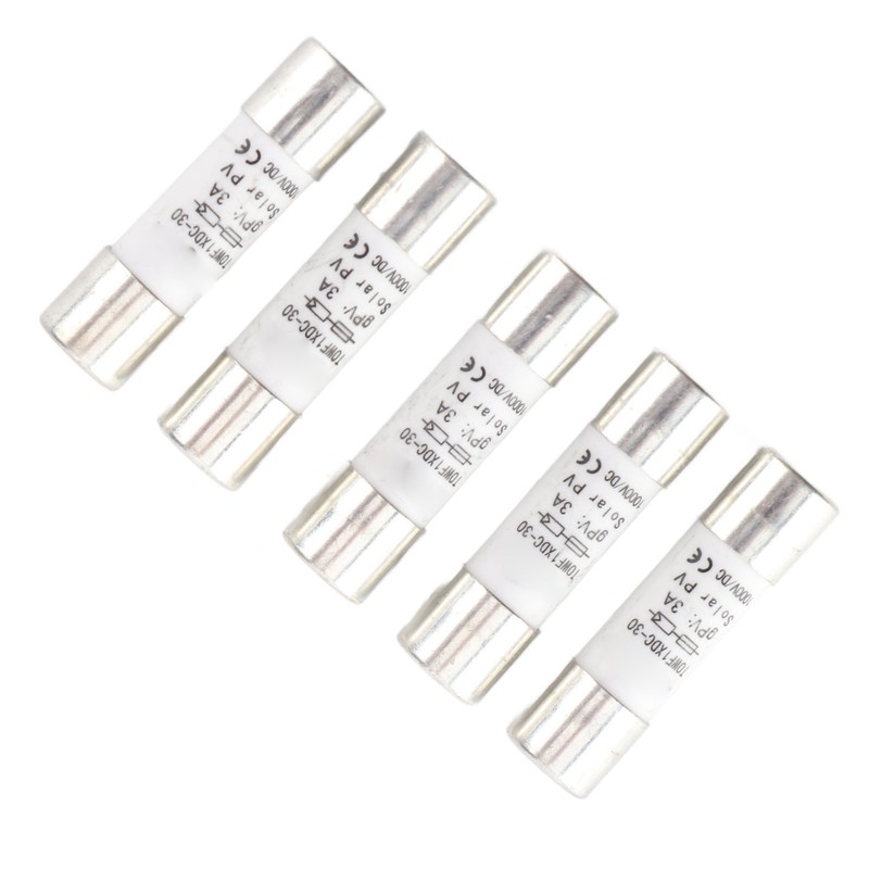 5Pcs Fuse Tube Photovoltaic Protection Set Kit 1000V DC 10x38mm