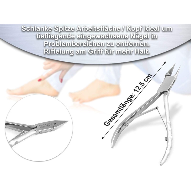 Toenail Nippers for Ingrowing Toenails – Stainless Steel – Ergonomic Handle – 12.5 cm