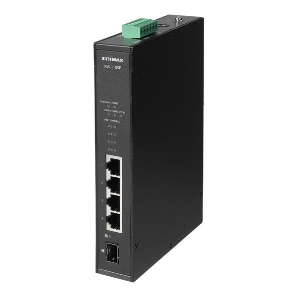 Edimax IGS-1105P Industrial 5-Port Gigabit PoE+ DIN Rail Switch with