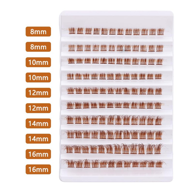 outopen Brown Lashes Clusters 140Pcs Natural Look False Eyelashes Extensions