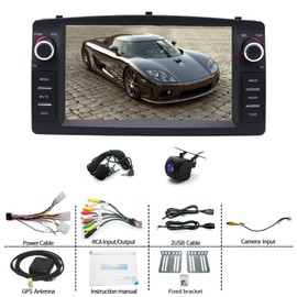 7" with Wireless Carplay Android Auto Car Radio Receiver for Toyota Corolla 2000-2006, 4+64G Touch Screen Double Din Car Stereo with GPS Navigation WiFi Bluetooth AHD Backup Camera Mic