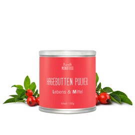 PlantaVis Rosehip Powder, 100% Pure Monofood Powder, Vital Substances, Vegan, No Added Dyes or Flavour Enhancers in Practical Tin, 150 g