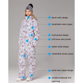 HOTIAN Women Ski Suits One Piece Jumpsuits Overalls Winter Outdoor Snow Suits Waterproof Snowboard Suit (L, s4)