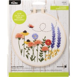 Bucilla Stamped Embroidery Cross Stitch Kit, Butterly, 6", Floral Butterfly