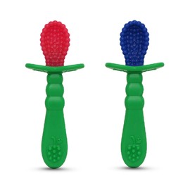 RaZbaby RaZberry Infant Training Spoon, 6m+ (Red & Blue, 2 Count (Pack of 1))