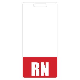 RN Badge Buddy (Red) - Vertical Heavy Duty Badge Tags for Resident Nurses - Double Sided Badge Identification Card