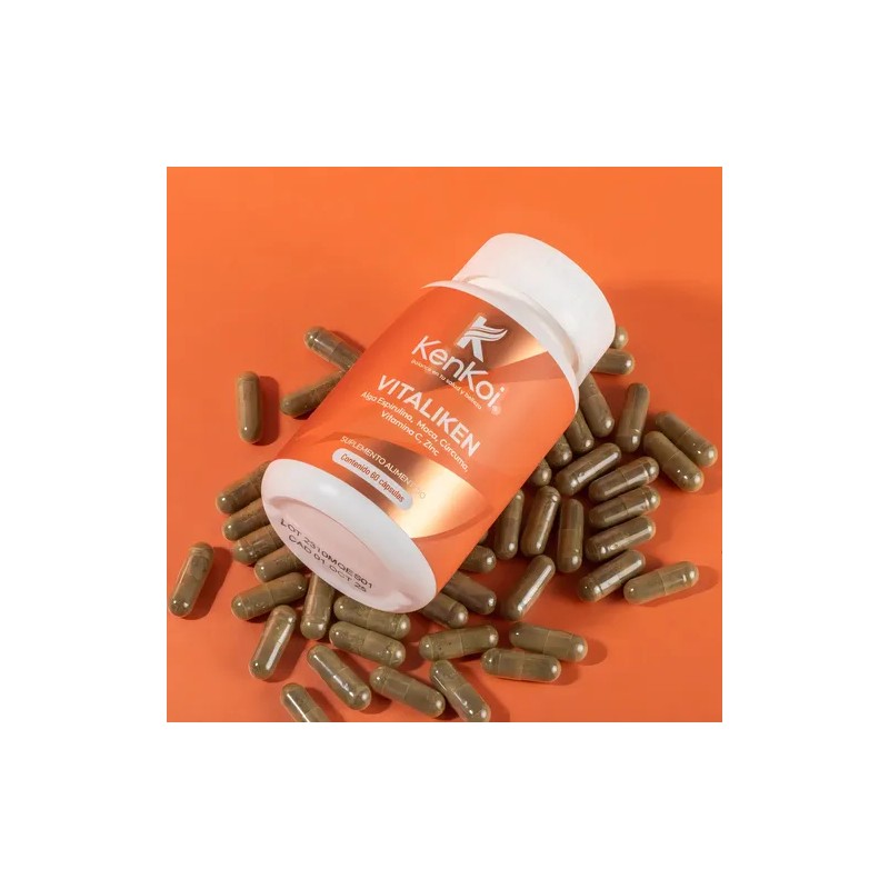 Alga Espirulina Maca Cúrcuma Vitaliken Kenkoi 1 Mes Sin Sabor