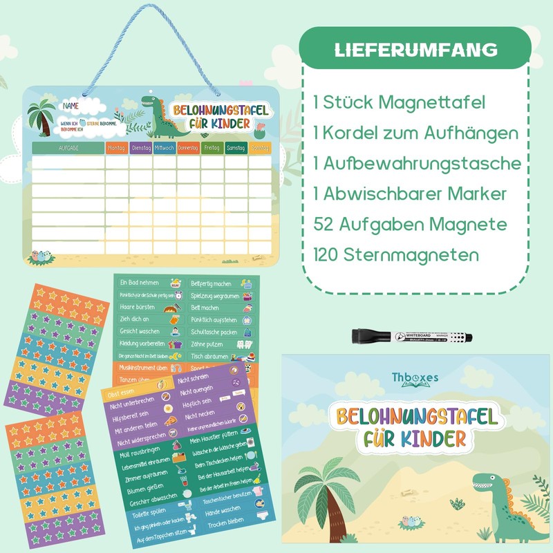 Children's Magnetic Reward Board, Magnetic Board with 52 Tasks Magnets