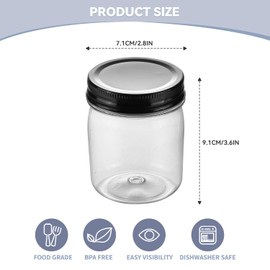 novelinks 8 oz Clear Plastic Jars with Screw-On Lids - BPA-Free Refillable Storage Containers for Slime, Spices, Crafts, Kitchen & Home Organization (32 Pack,Black)