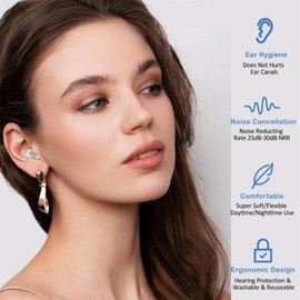 Ear Plugs for Sleeping, 2 Pairs Noise Cancelling Earplugs for Concerts, Work, Study, Travel, 25dB-30dB Reusable Silicone Ear Plugs with 8 Ear Tips, Soft Hearing Protection EarPlugs with Carry Case