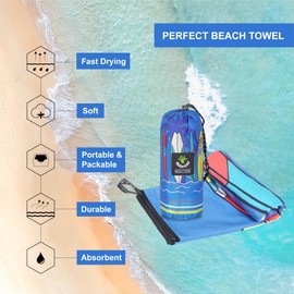 4Monster Microfiber Beach Towel with carry bag Sand Proof Travel Towel Quick Dry Lightweight Towel for Hiking Yoga Gym Sports Swimming Camping Fitness Bath