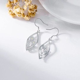 VONALA Daisy Earrings for Women, 925 Sterling Silver Sunflower Drop Earrings Hypoallergenic Dangling for Girls Women Wife Best Friends