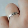 Retro Vintage Oxidized Leaf Braided Twisted Wrap Thumb Ring，Vintage vintage