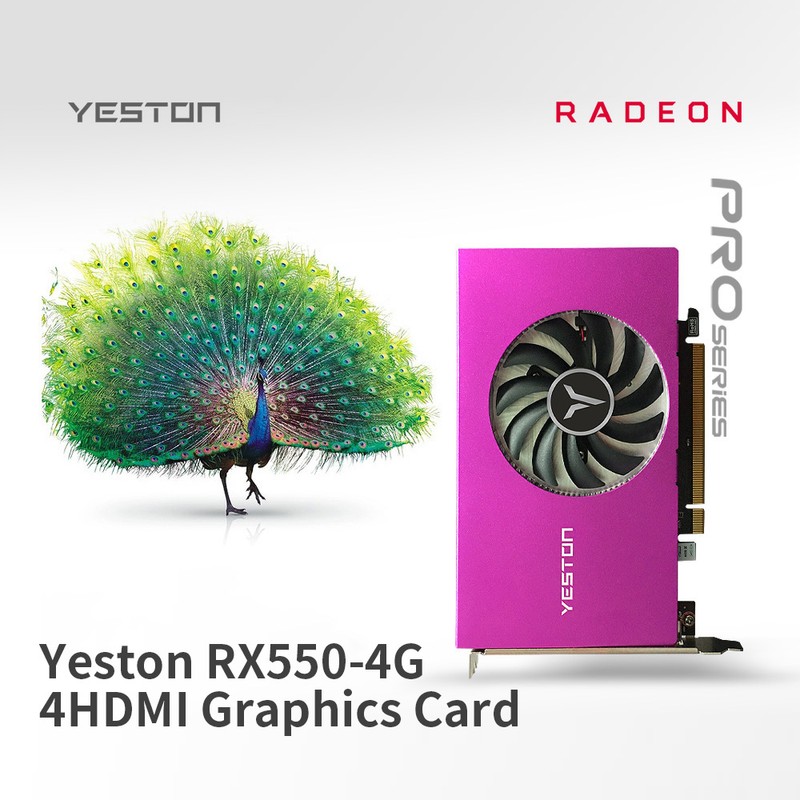 Yeston RX550-4G 4HDMI 4-Screen Graphics Card Support Split Screen 10bit