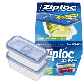 Ziploc Rectangular Storage Container, 10.1 fl oz (300 ml) x 2, One-Press Lock (1 piece)