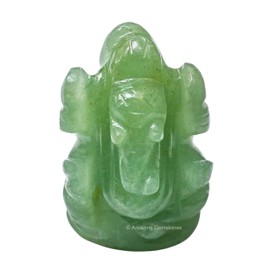 Green Aventurine Ganesha Idol - Crystal Ganesha Idol for Car Dashboard - Spiritual Home, Office and Room Table Decor Ganesha Statues Made of Crystals and Healing Stones